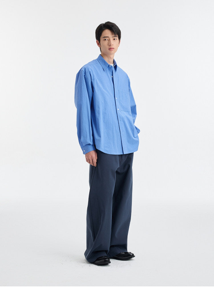 BUTTBILL SS26 Long-Staple Cotton Textured Overshirt with Square Patch Pockets