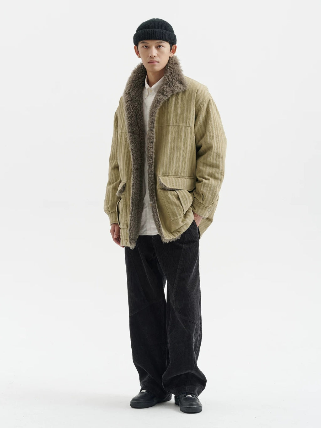 BUTTBILL FW25 Men's Heavyweight Enzyme-Washed Corduroy 3M™ Thinsulate™ Mid-Length Coat065