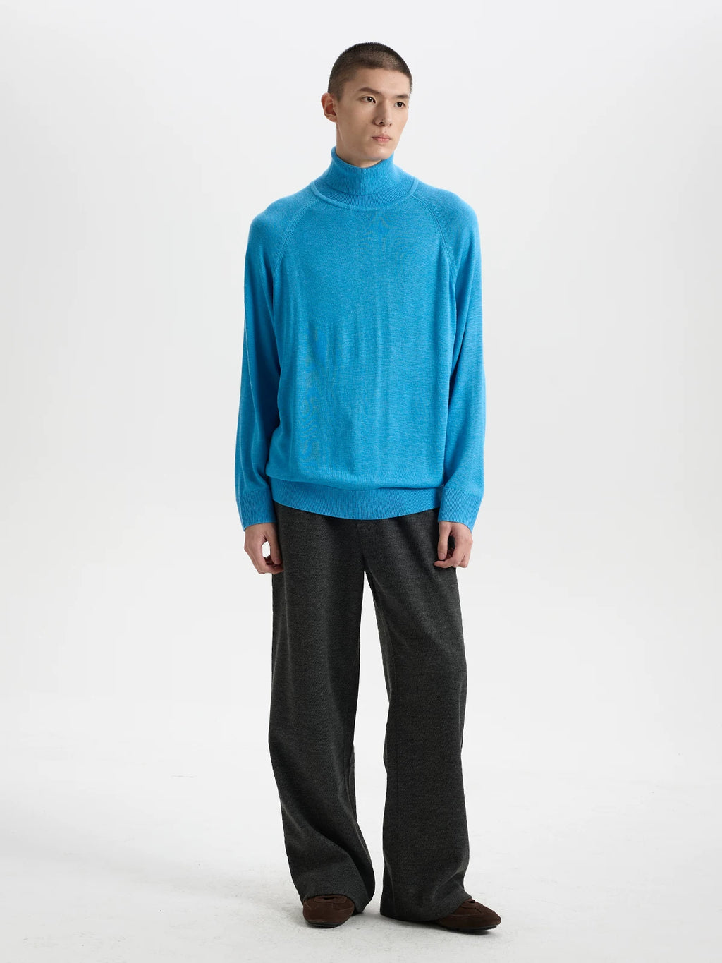BUTTBILL Soft Wool-Blend Turtleneck Knit Sweater – Relaxed Raglan Sleeve Unisex Long Sleeve Pullover#133