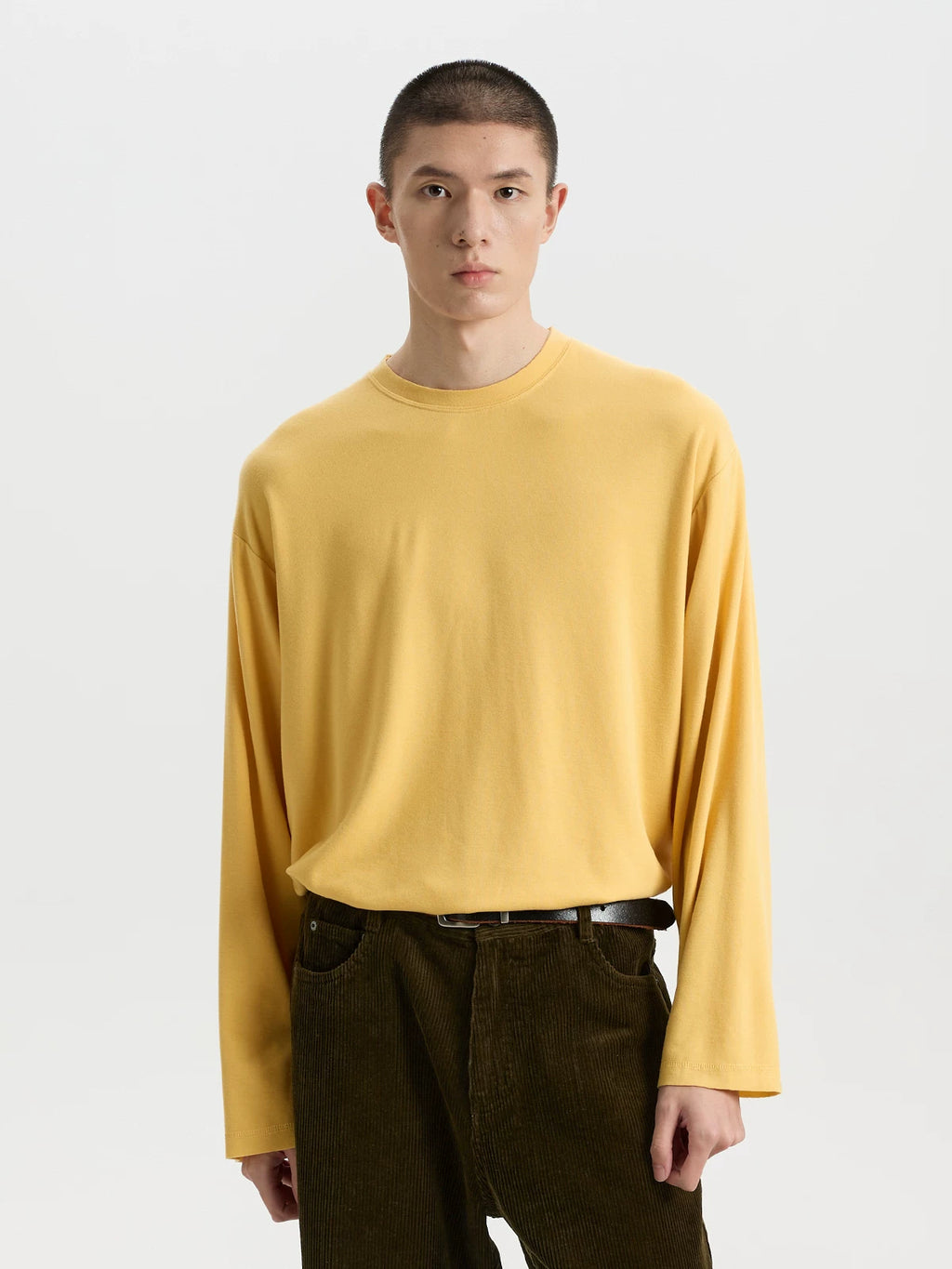 BUTTBILL Vintage Relaxed Textured Crewneck Knit Top – Soft Long Sleeve Unisex Sweater#119