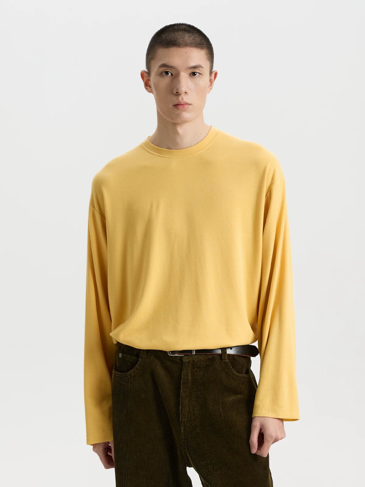 BUTTBILL Vintage Relaxed Textured Crewneck Knit Top – Soft Long Sleeve Unisex Sweater#119
