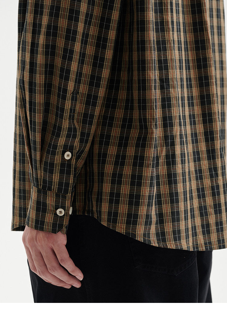 BUTTBILL Unisex Vintage Plaid Relaxed Long-Sleeve Overshirt098