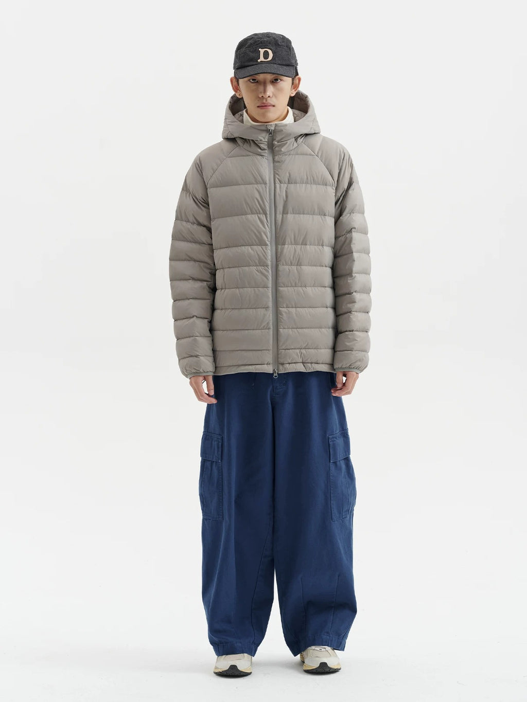BUTTBILL FW25 Men's Lightweight 90% White Duck Down Hooded Channel Jacket061