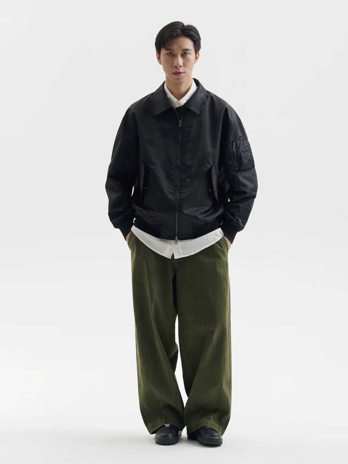 BUTTBILL Unisex Vintage Washed Wide-Leg Casual Trousers113