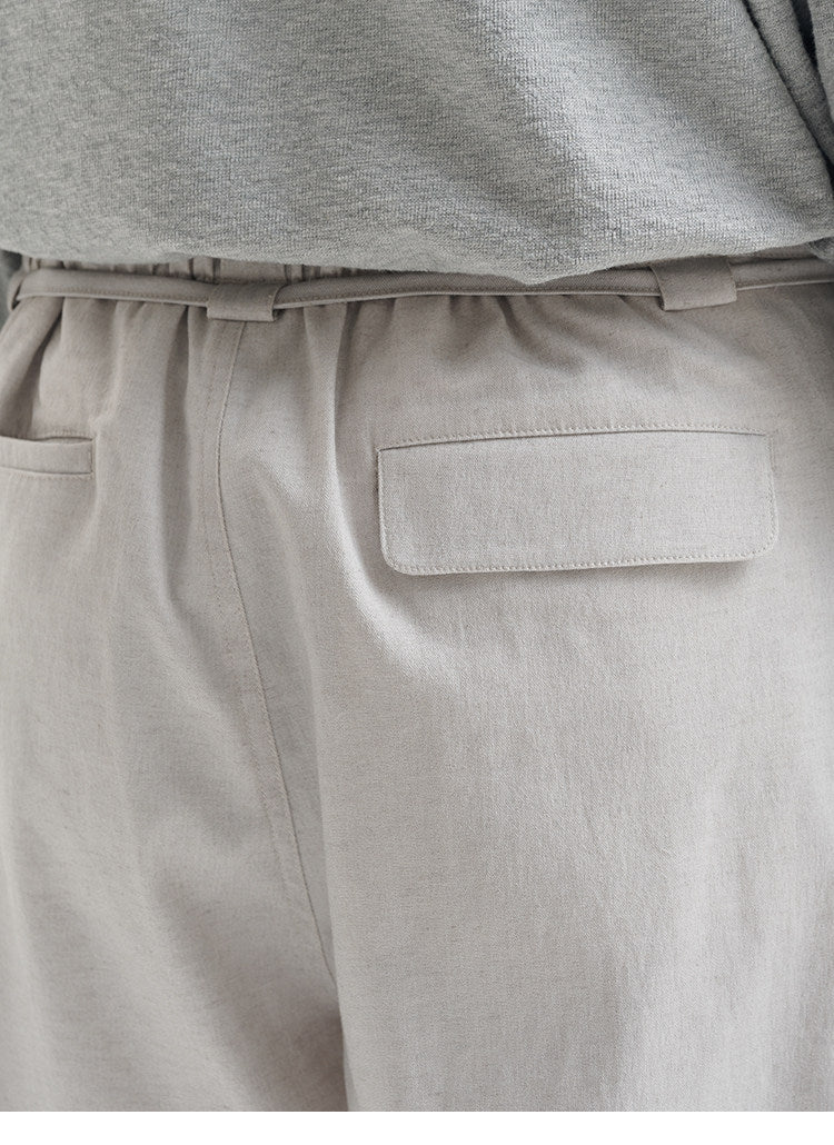 BUTTBILL Unisex 20% Sorona® Cotton-Linen Double-Pleated Extended-Waist Trousers116