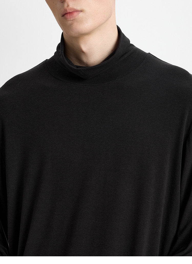 BUTTBILL Classic Textured Acetate-Wool Blend Turtleneck Knit Top – Relaxed Drop-Shoulder Unisex Long Sleeve#118