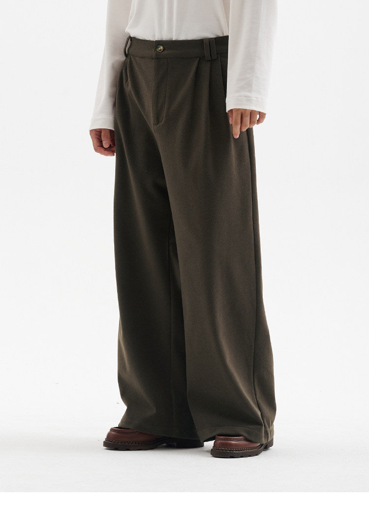 BUTTBILL Unisex Vintage Woolen Wide-Leg Relaxed Trousers085