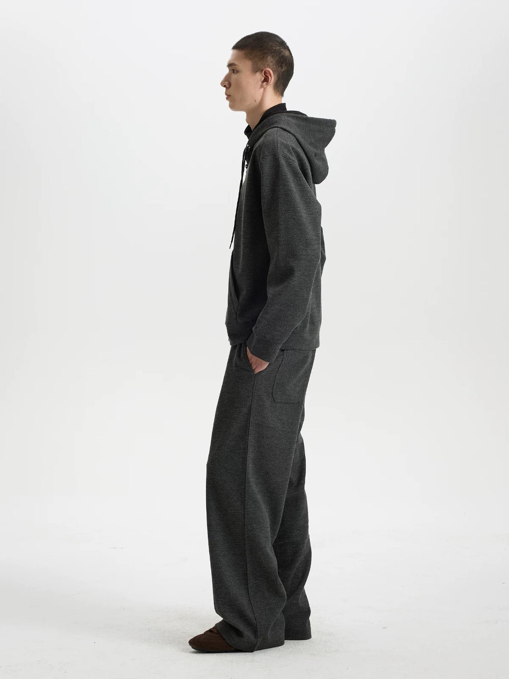 BUTTBILL Vintage Textured Twill Half-Zip Hoodie – Relaxed Fit Hooded Sweatshirt with Soft Brushed Interior#134