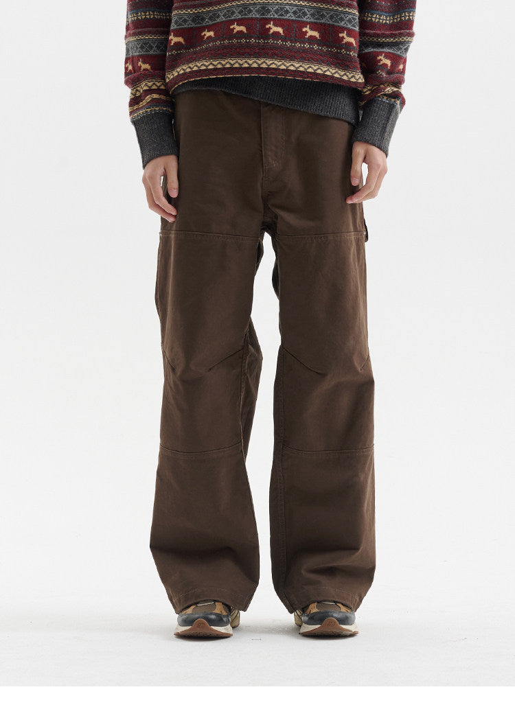 BUTTBILL Unisex Enzyme-Washed Cotton Twill Paneled Utility Trousers060