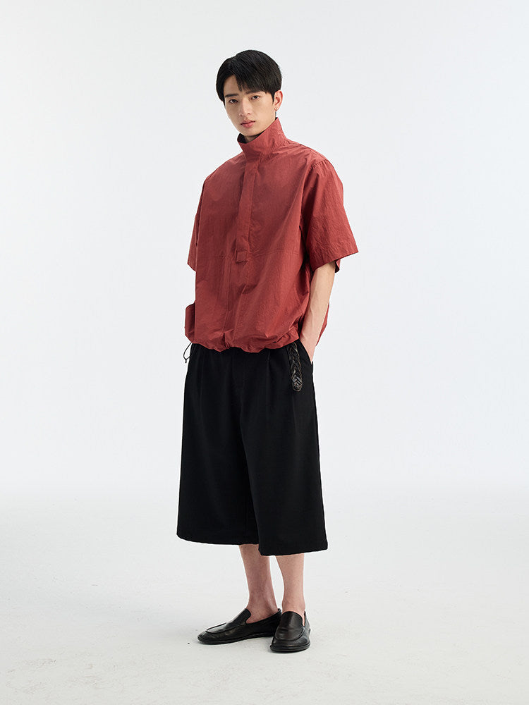 BUTTBILL SS26 80s High-Density Long-Staple Cotton Half-Placket Shirt