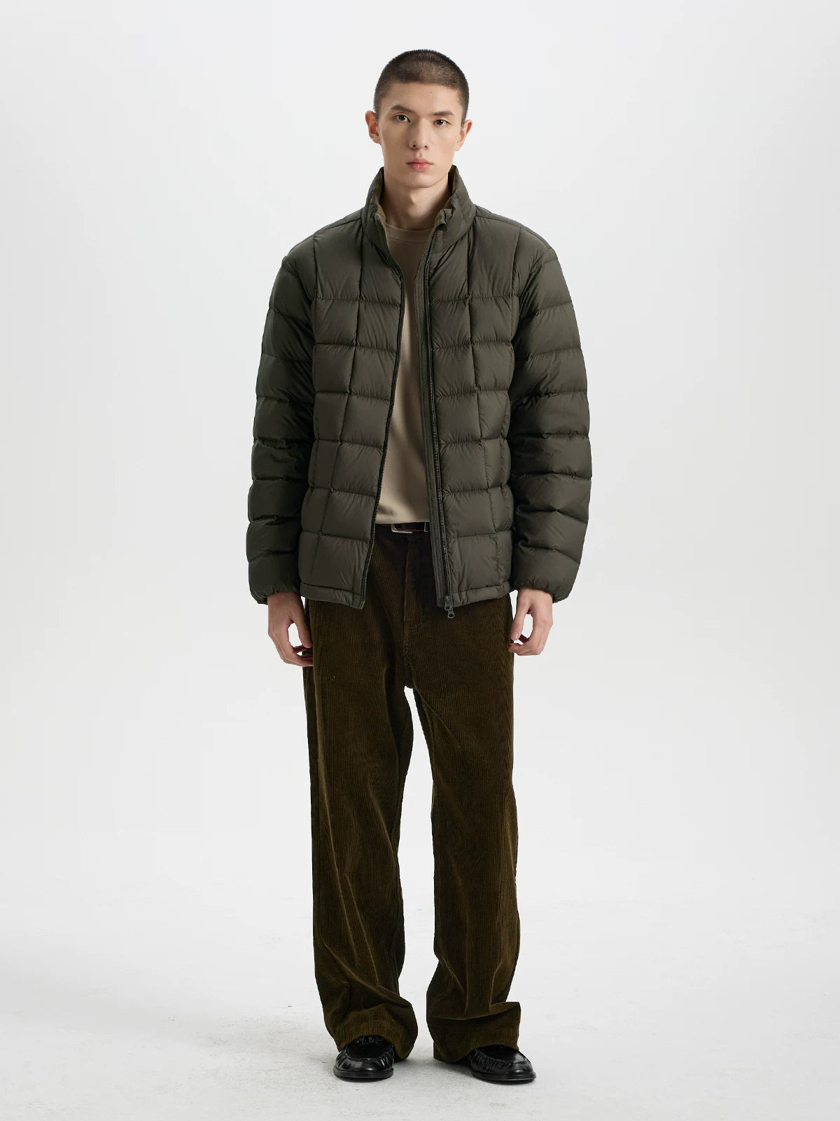 BUTTBILL 90% White Duck Down Quilted Puffer Jacket – Water-Repellent Lightweight Relaxed Fit Stand Collar Winter Coat#121