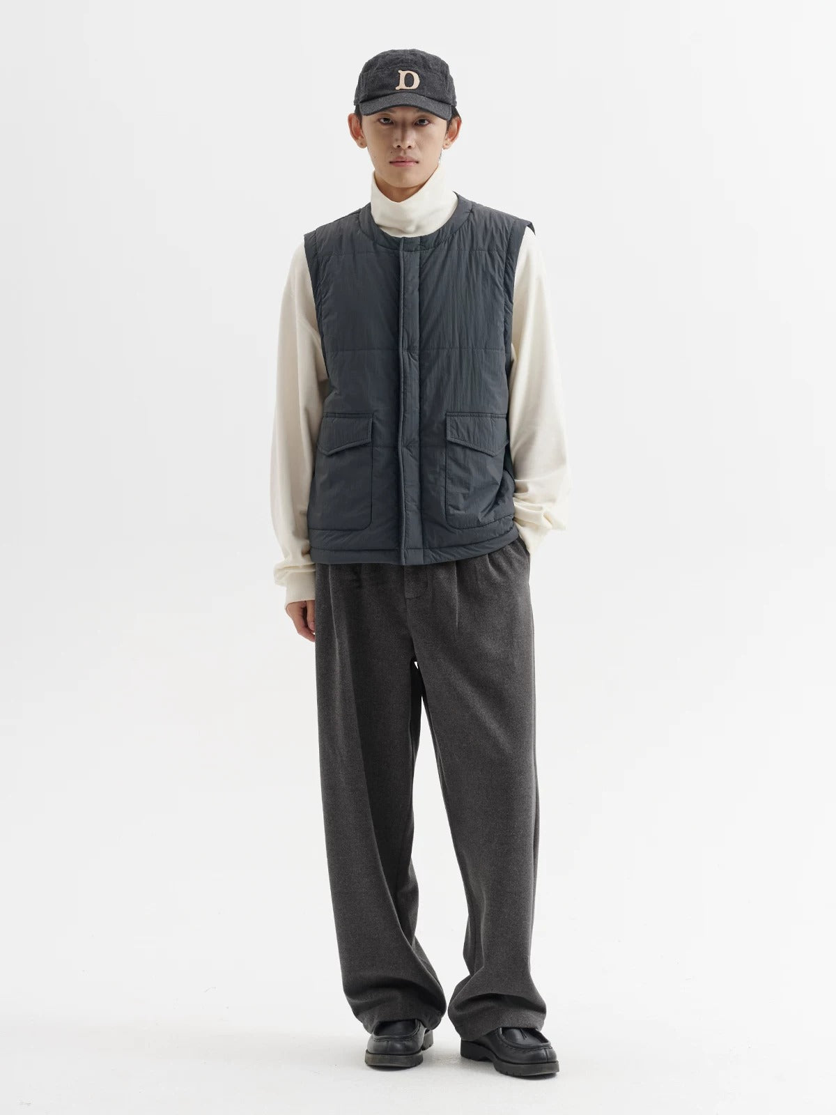 BUTTBILL FW25 Unisex Heavyweight Woolen Relaxed-Silhouette Trousers064