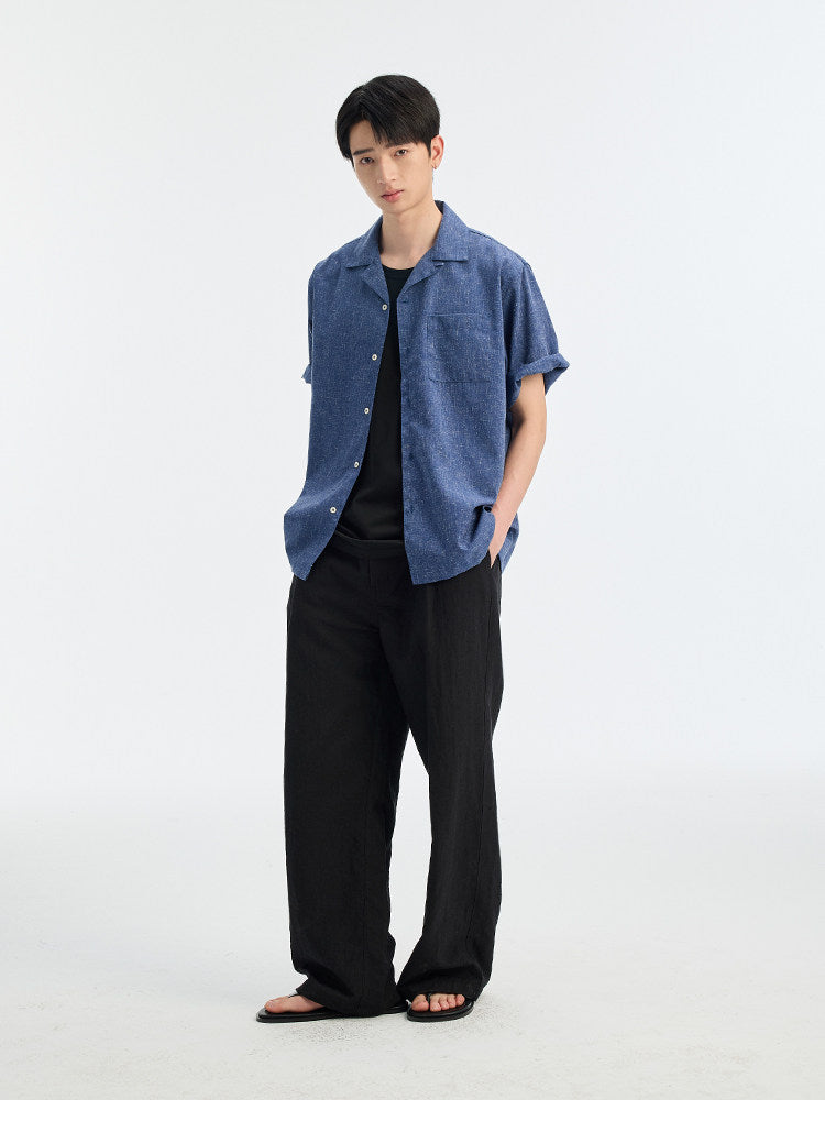 BUTTBILL SS26 Unisex Melange Linen Short-Sleeve Overshirt