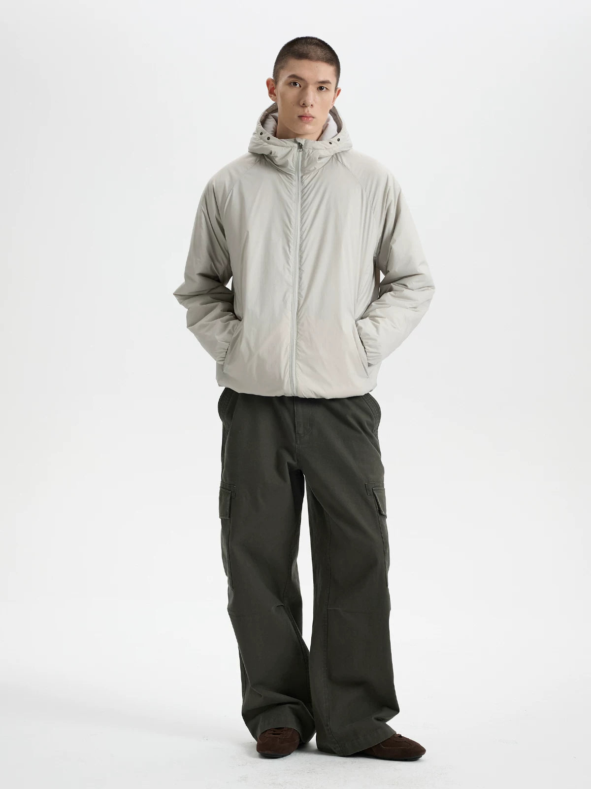 BUTTBILL Lightweight Water-Repellent Hooded Puffer Jacket – Relaxed Fit Insulated Winter Coat with Colorblock Design#127