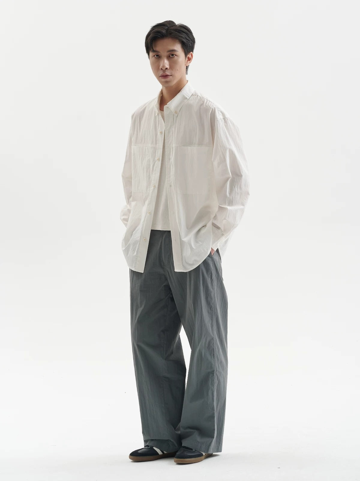 BUTTBILL Unisex Cotton-Nylon Double-Pleated Relaxed All-Season Trousers104