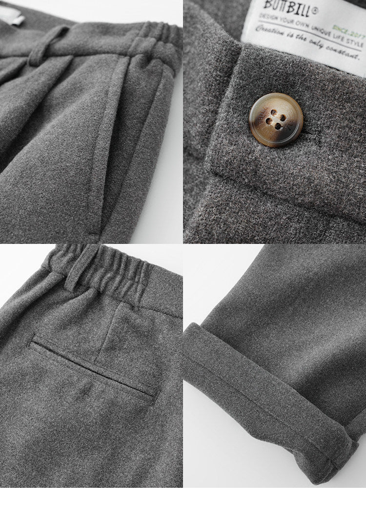 BUTTBILL FW25 Unisex Heavyweight Woolen Relaxed-Silhouette Trousers064