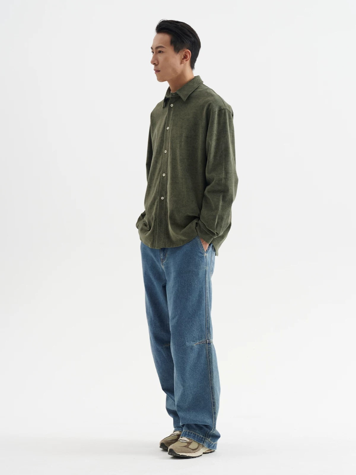 BUTTBILL Unisex 100% Cotton Corduroy Relaxed Overshirt078