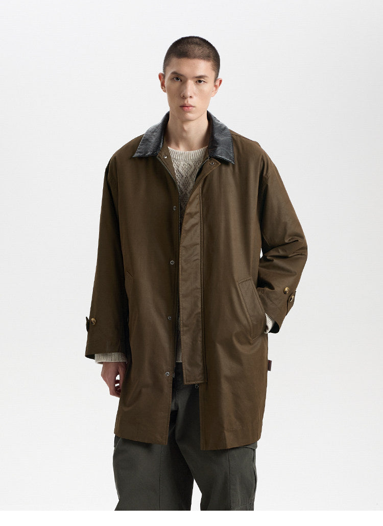 BUTTBILL Vintage Enzyme-Washed Long Coat – Relaxed Fit 3M Insulated Jacket with Double-Zip Closure#126