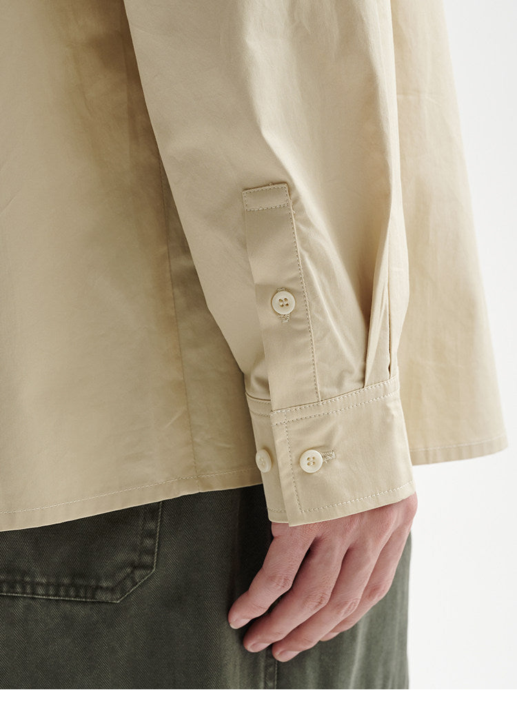 BUTTBILL Men's Minimalist Relaxed Long-Sleeve Button-Up Overshirt095