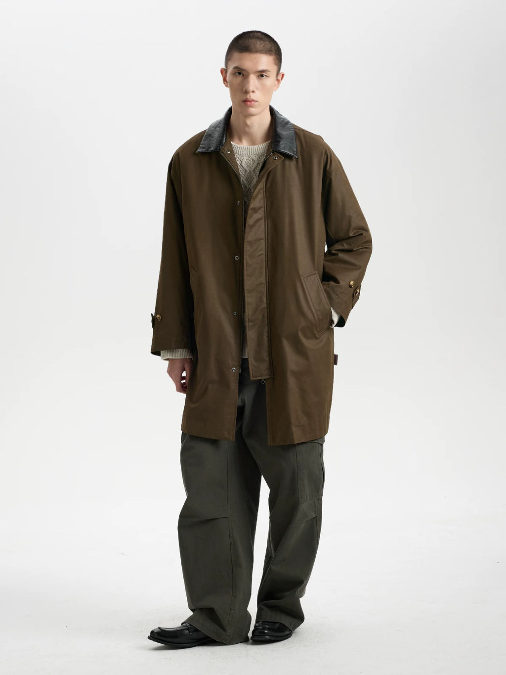 BUTTBILL Vintage Enzyme-Washed Long Coat – Relaxed Fit 3M Insulated Jacket with Double-Zip Closure#126