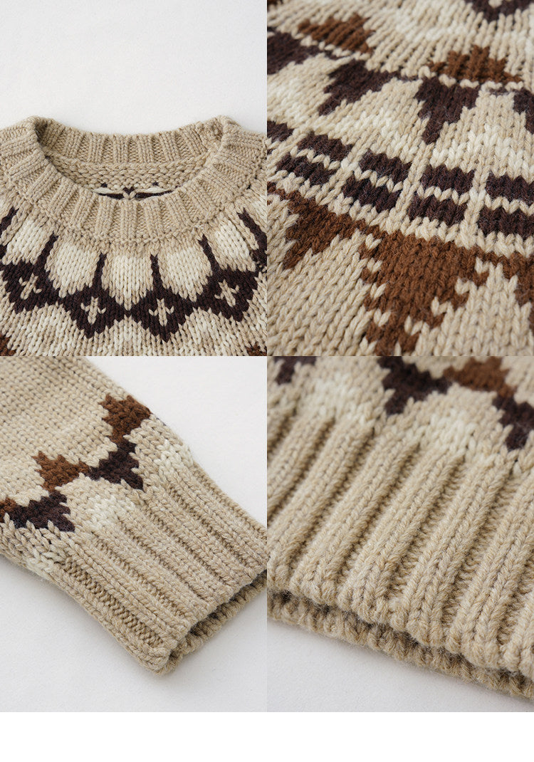 BUTTBILL FW25 Unisex Holiday Fair Isle Yoke Lambswool Sweater057