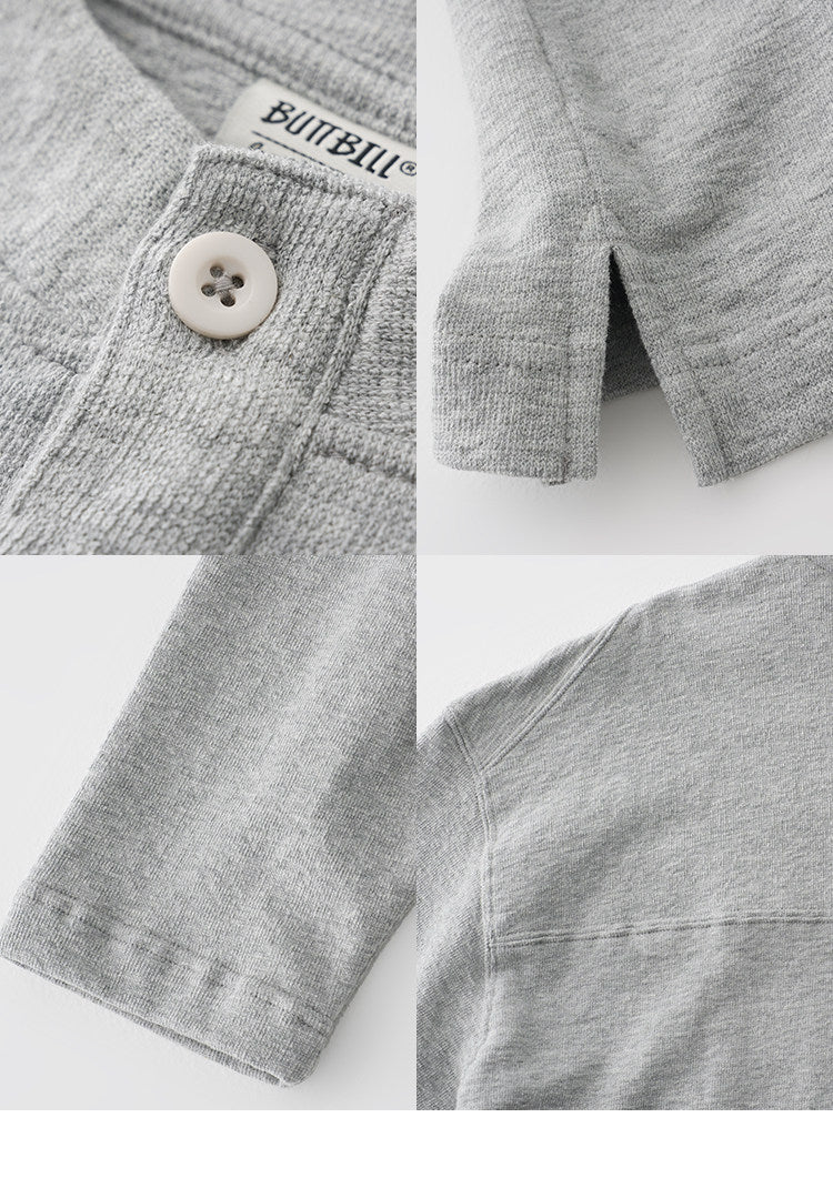 BUTTBILL Unisex Minimalist Long-Sleeve Henley Tee112