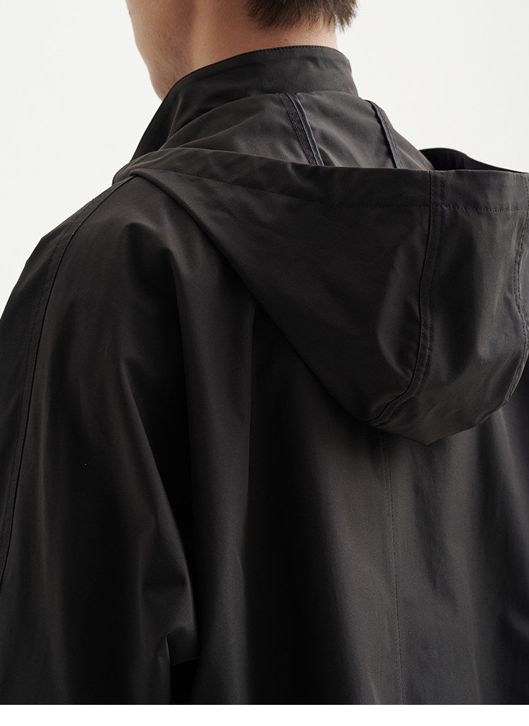 BUTTBILL Unisex Weather-Resistant Oxford Cropped Windbreaker with Detachable Hood102