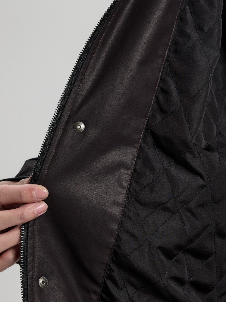 BUTTBILL Vintage Enzyme-Washed Long Coat – Relaxed Fit 3M Insulated Jacket with Double-Zip Closure#126