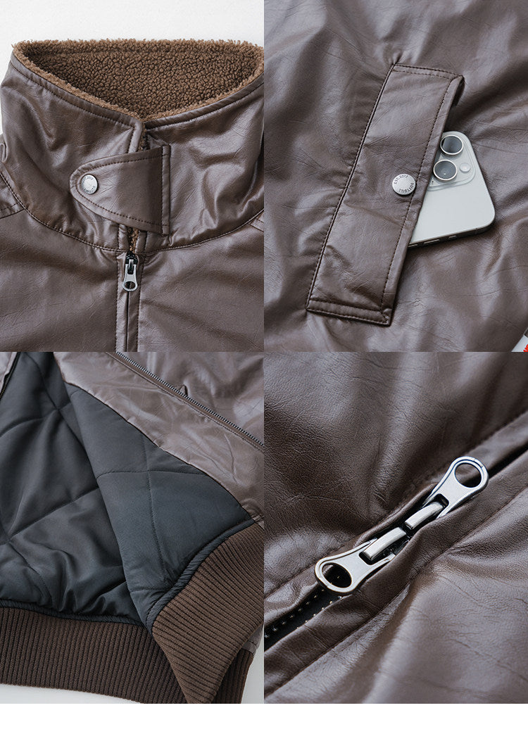 BUTTBILL FW25 Men's Heavyweight Faux Shearling Leather Thinsulate™ Jacket053