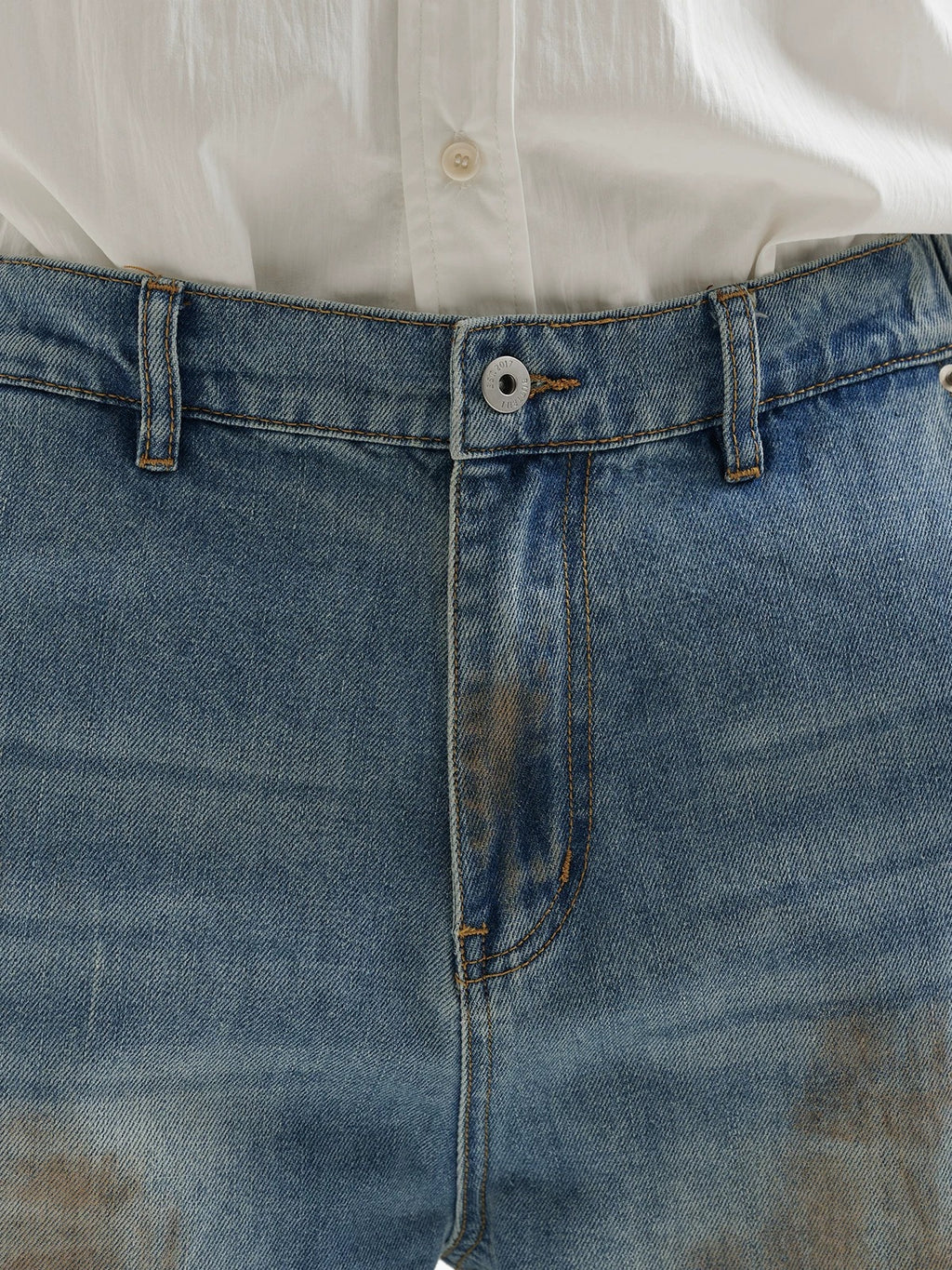 BUTTBILL Unisex Vintage Mud-Dyed Washed Relaxed Jeans086