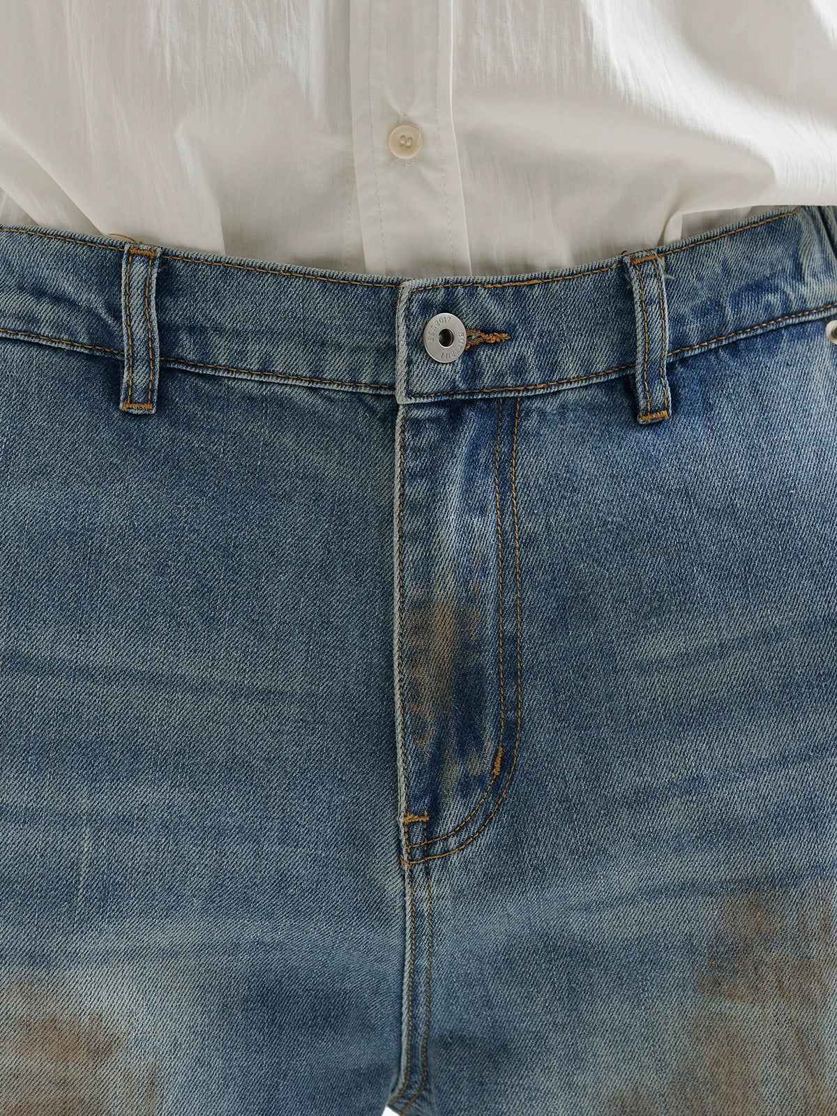 BUTTBILL Unisex Vintage Mud-Dyed Washed Relaxed Jeans086