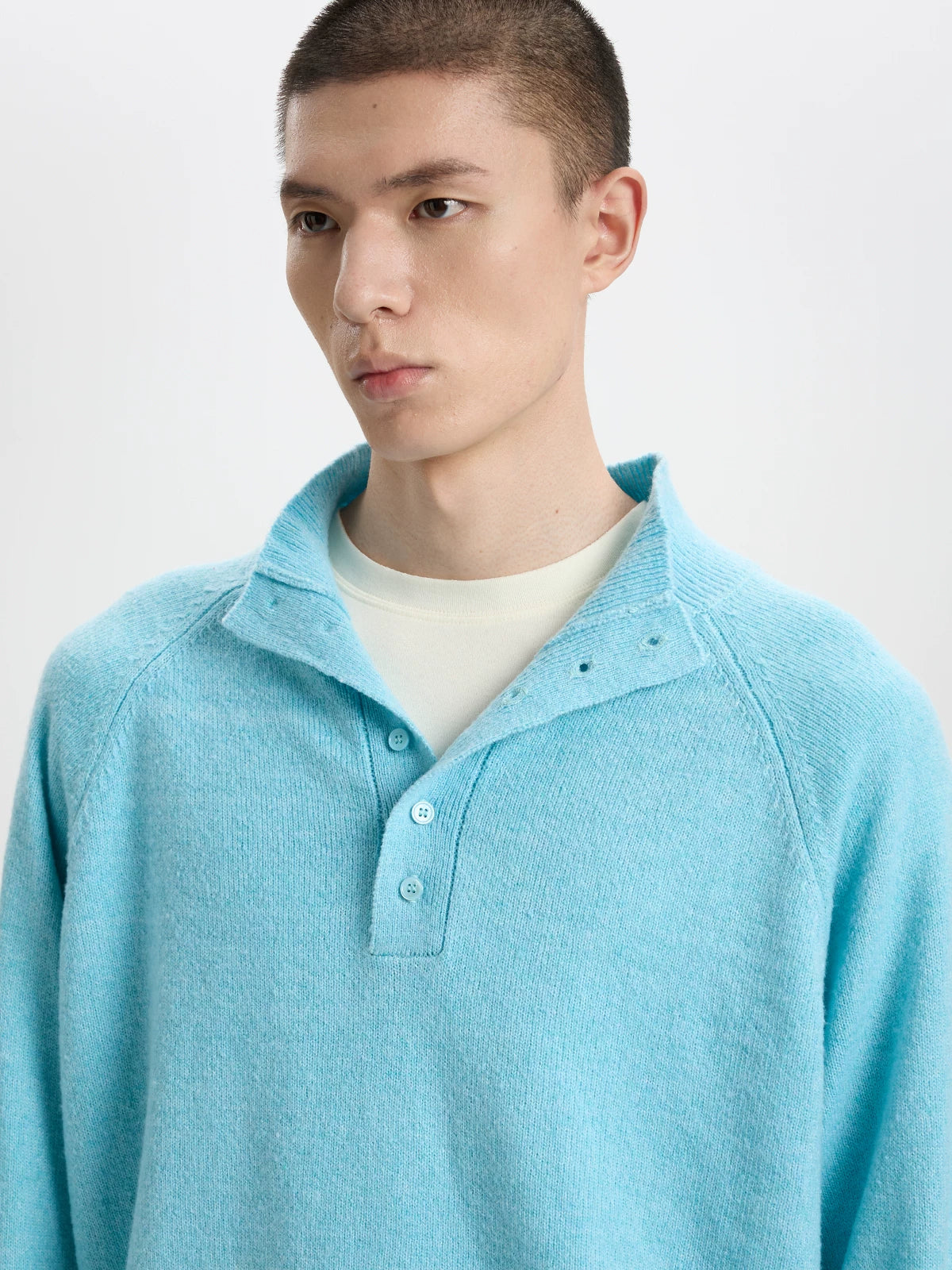 BUTTBILL Soft Wool-Blend Mock Neck Sweater – Raglan Sleeve Minimalist Knit Pullover for Everyday Layering#138