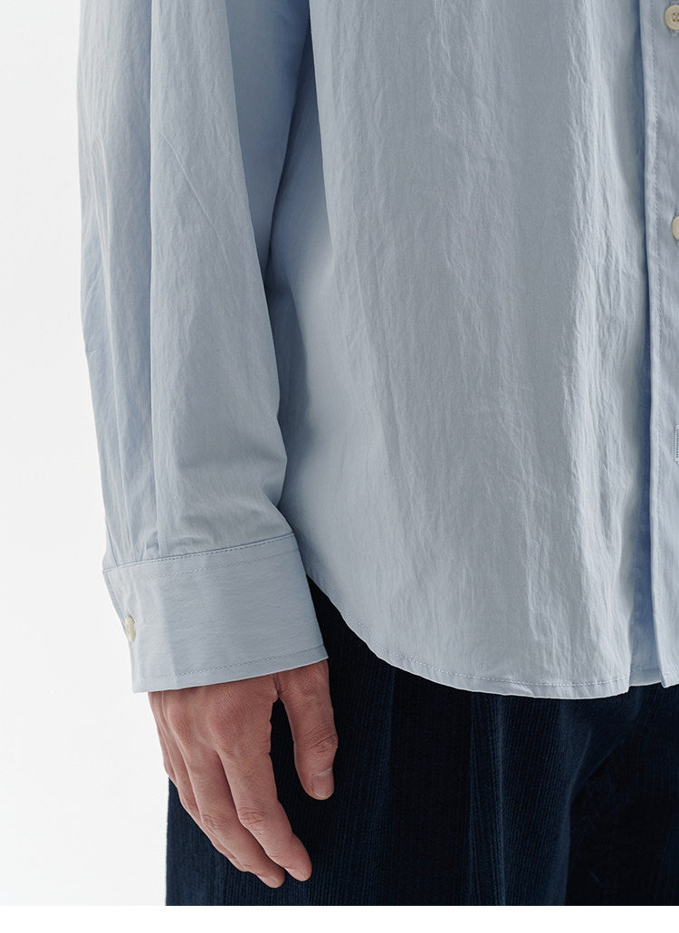BUTTBILL Minimalist Cotton-Nylon Shawl Collar Long-Sleeve Overshirt116