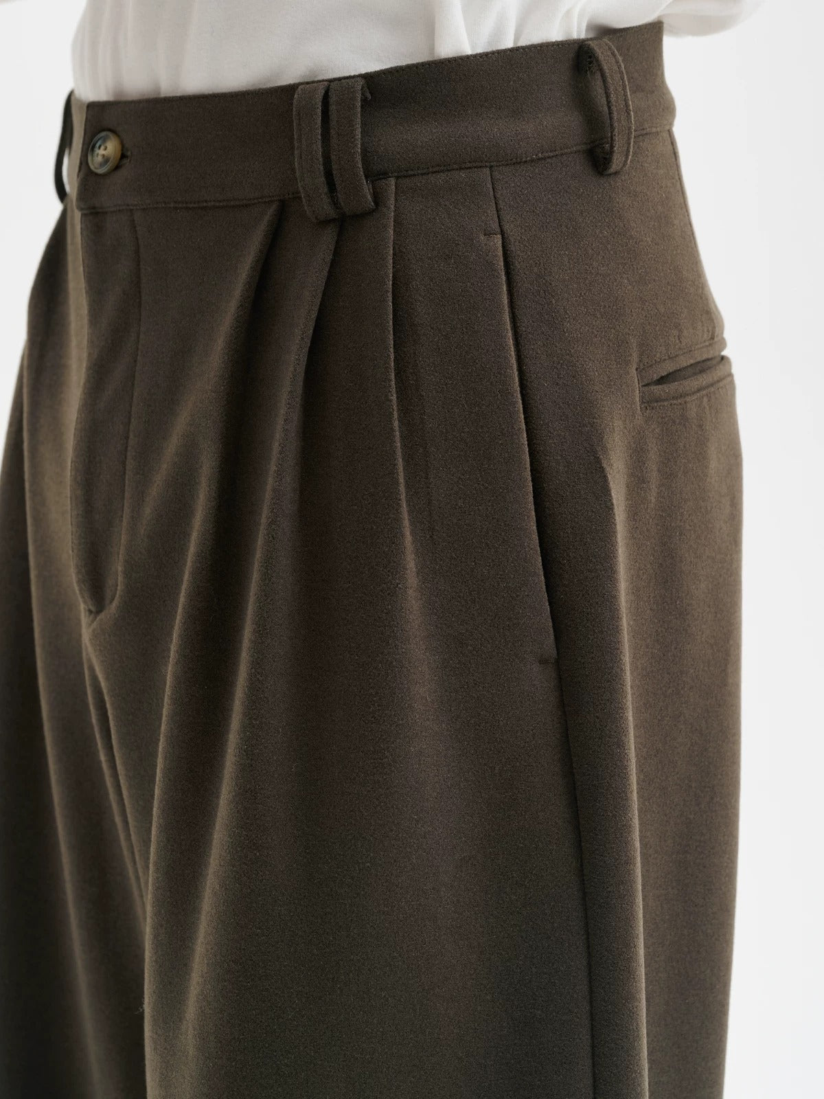 BUTTBILL Unisex Vintage Woolen Wide-Leg Relaxed Trousers085