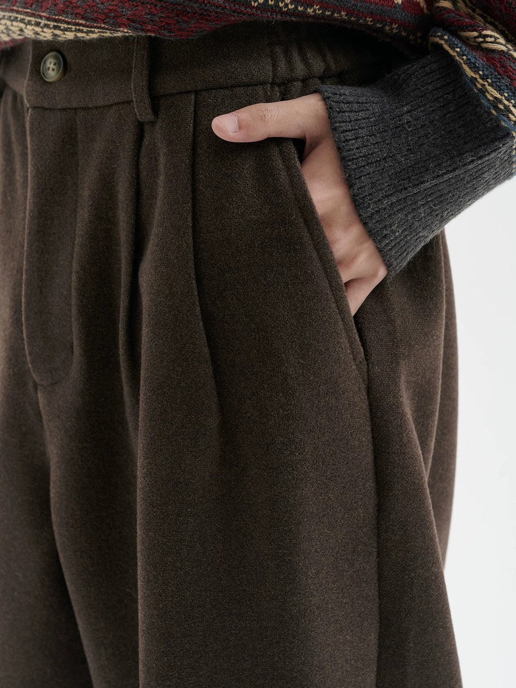 BUTTBILL FW25 Unisex Heavyweight Woolen Relaxed-Silhouette Trousers064