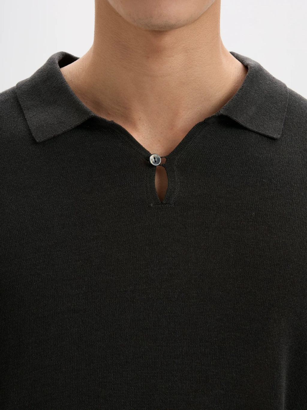 BUTTBILL Old Money Tencel-Blend Long-Sleeve Knit Polo041