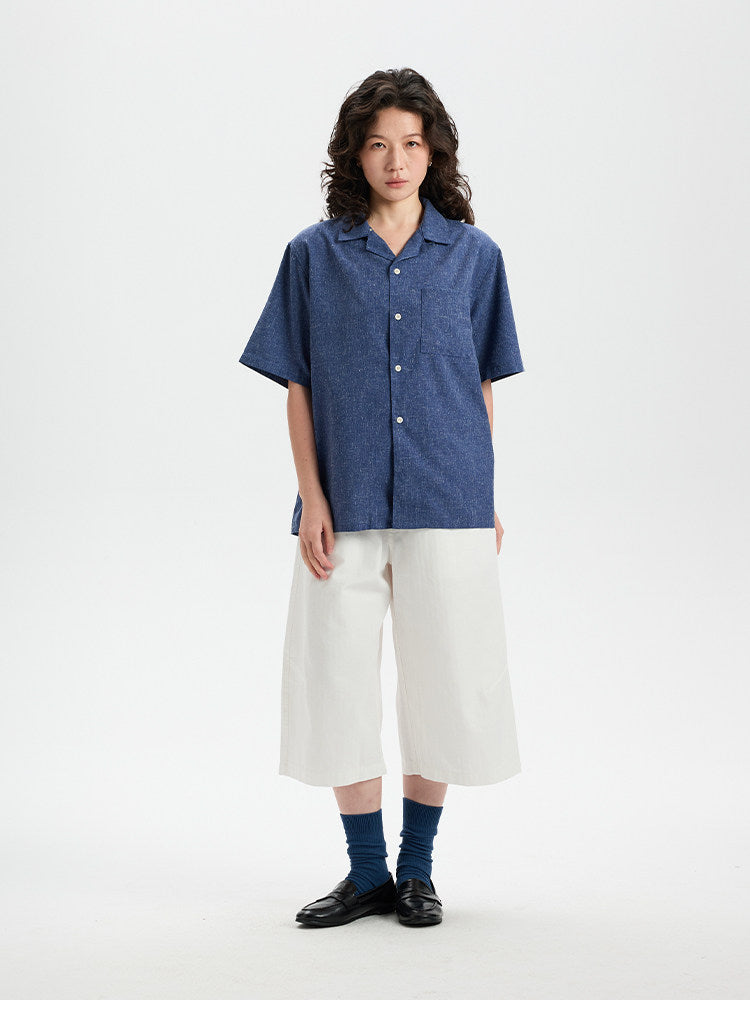 BUTTBILL SS26 Unisex Melange Linen Short-Sleeve Overshirt