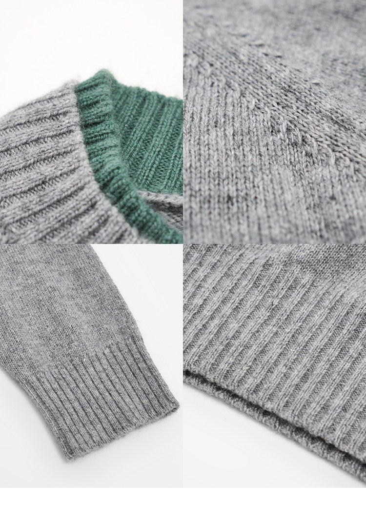 BUTTBILL Minimalist 33% Lambswool Crewneck Knit Sweater074