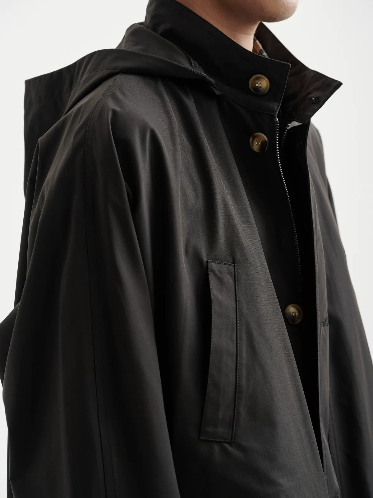 BUTTBILL Unisex Weather-Resistant Oxford Cropped Windbreaker with Detachable Hood102