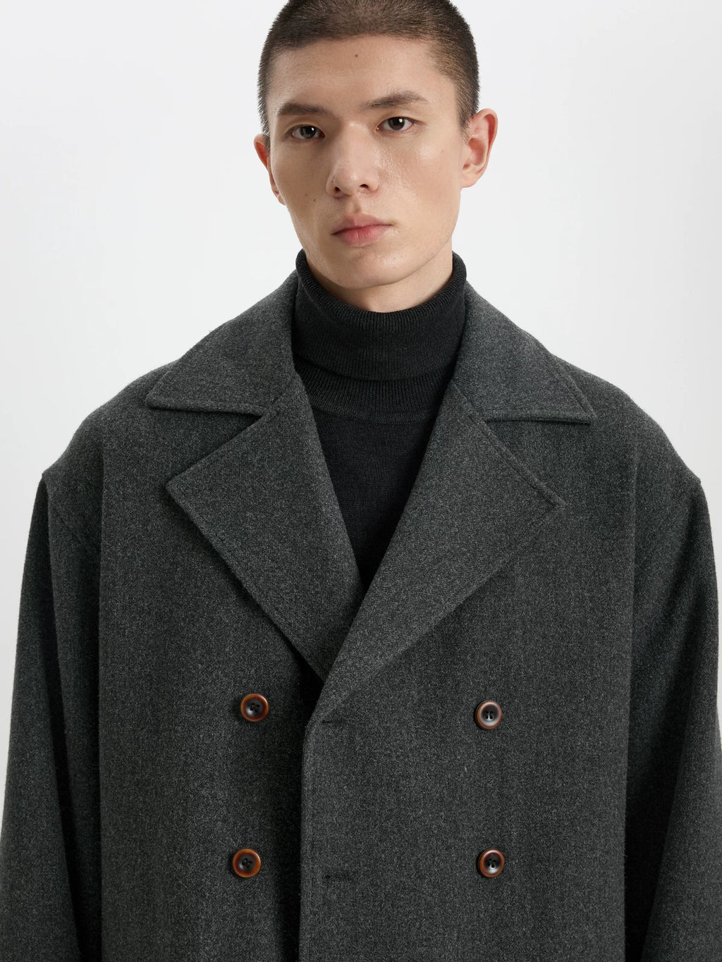 BUTTBILL Vintage Wool-Blend Double-Breasted Coat – Relaxed Fit Insulated Mid-Length Lapel Winter Jacket#135