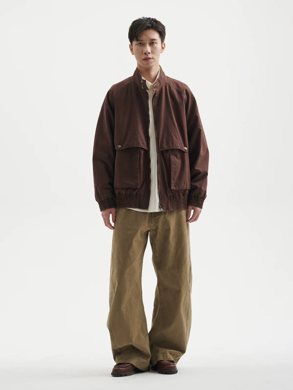 BUTTBILL Unisex Relaxed Reversible Washed Stand-Collar Utility Jacket101