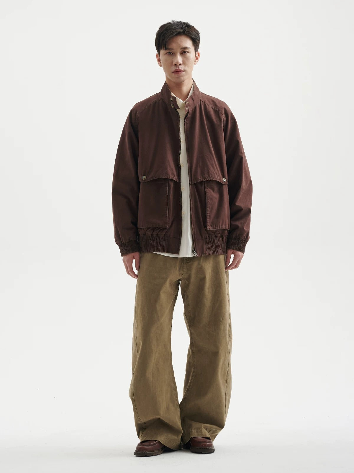 BUTTBILL Unisex Relaxed Reversible Washed Stand-Collar Utility Jacket101