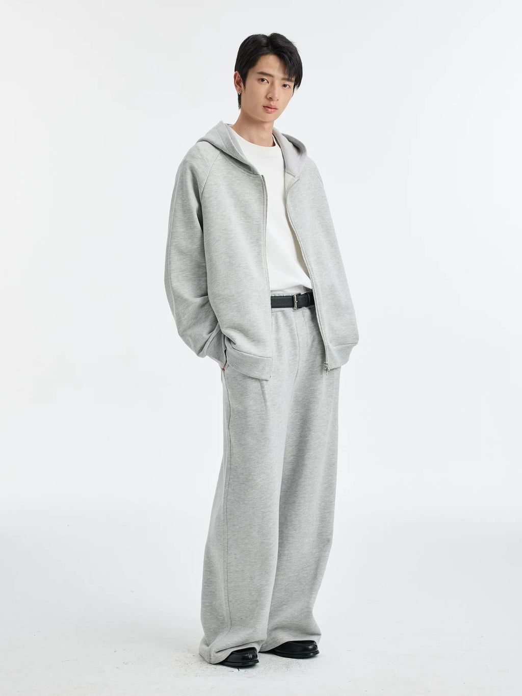 BUTTBILL SS26 Unisex Relaxed Heathered Zip-Up Hoodie050