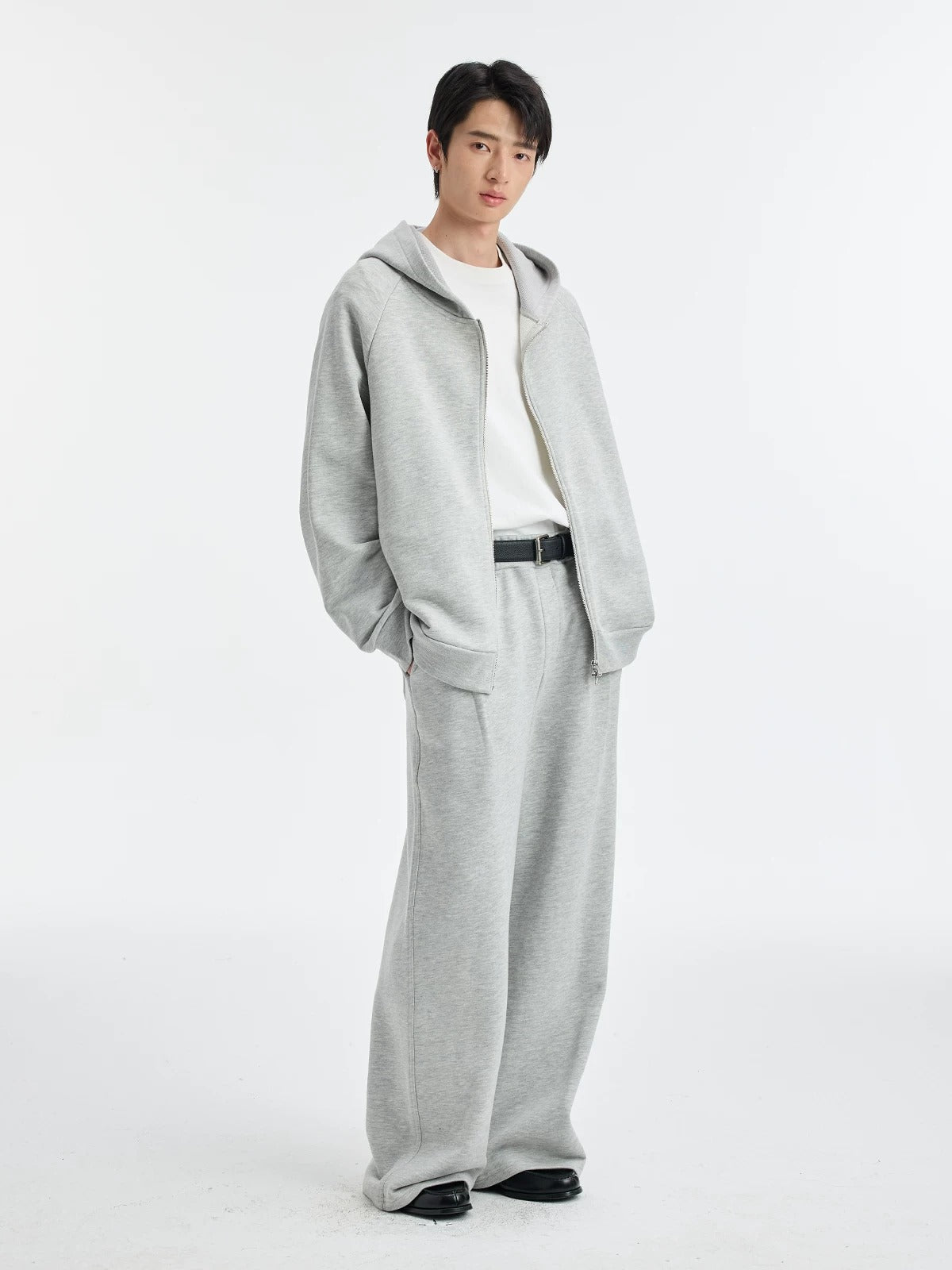 BUTTBILL SS26 Unisex Relaxed Heathered Zip-Up Hoodie050