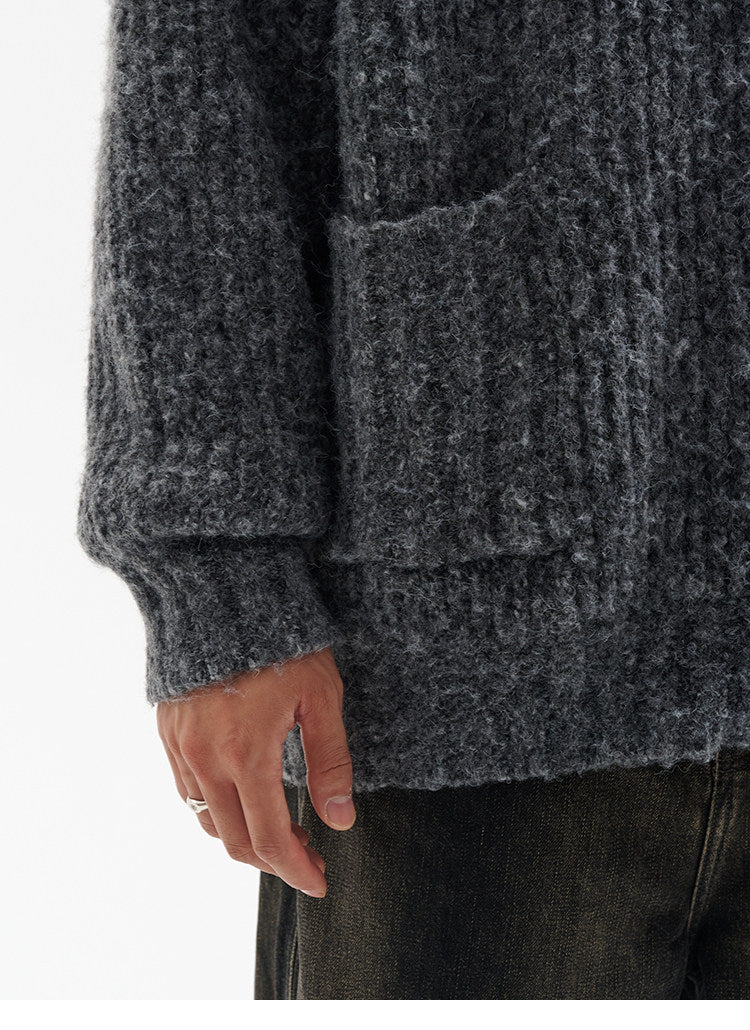 BUTTBILL Unisex Heavyweight Fisherman's Rib Relaxed Cardigan084