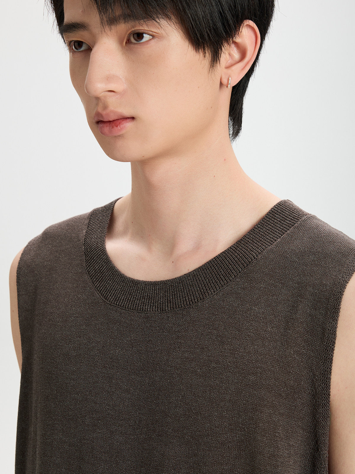 BUTTBILL Classic Tencel-Linen Blend Crewneck Knit Vest