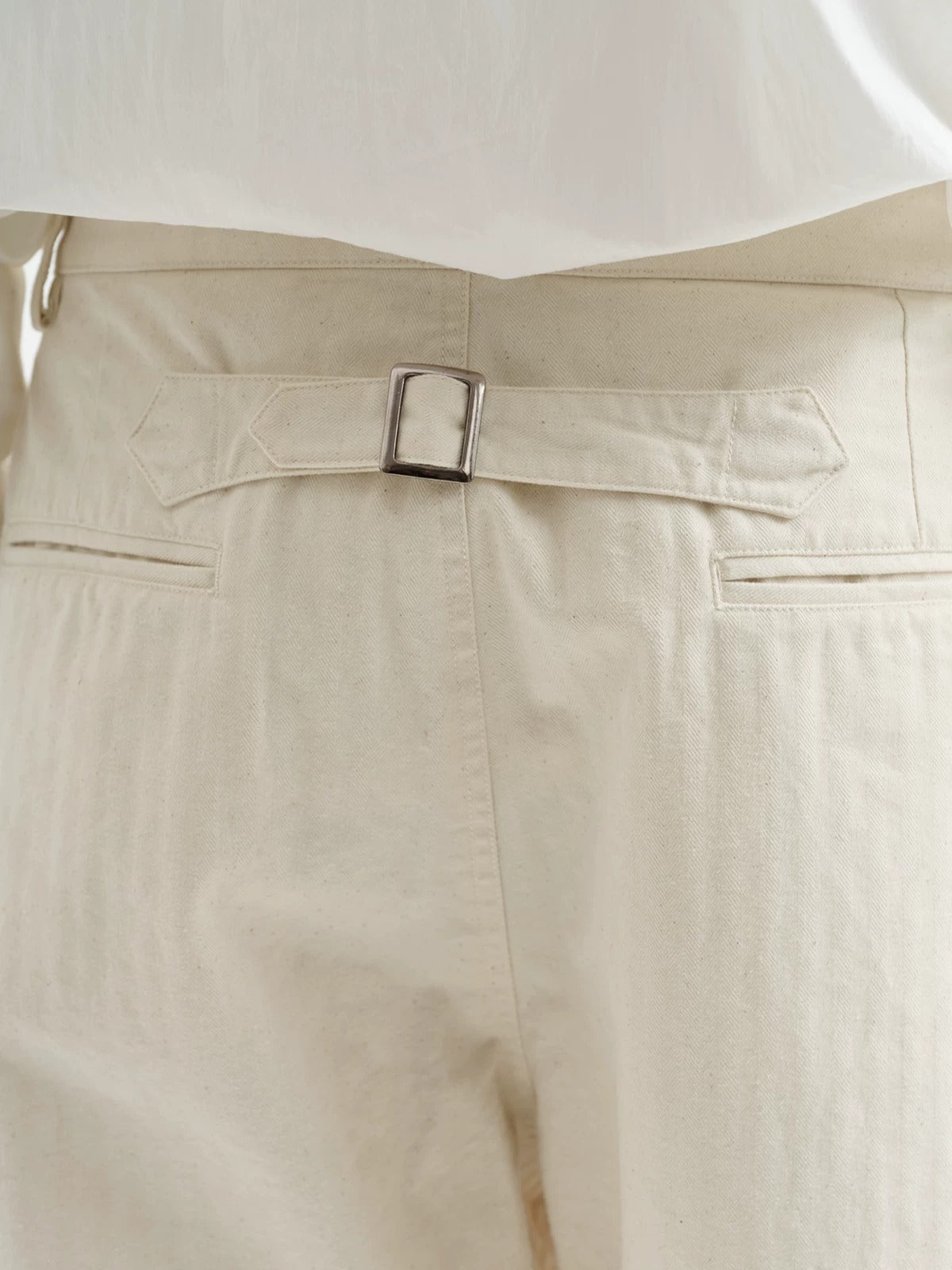 BUTTBILL Men's Enzyme-Washed Cotton Twill Pleated Straight Trousers059