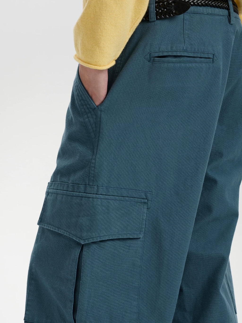 BUTTBILL Vintage Enzyme-Washed Cotton Cargo Pants – Relaxed Straight-Leg Multi-Pocket Workwear Trousers#124