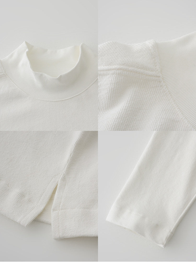 BUTTBILL Unisex Textured Combed Cotton Relaxed Long-Sleeve Tee090