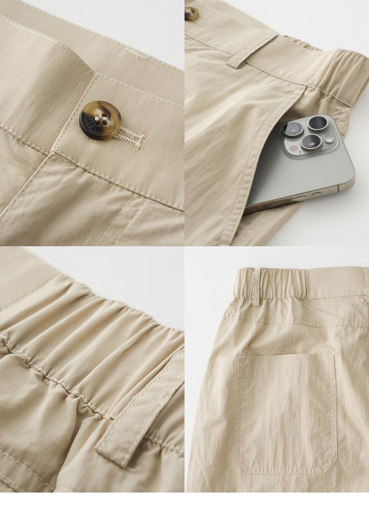 BUTTBILL Unisex Cotton-Nylon Double-Pleated Relaxed All-Season Trousers104
